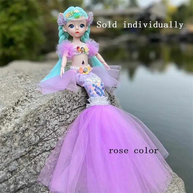 Cute Mermaid Girl Doll, 1 Count Wedding Dress Princess Doll, Mermaid Dolls with Fantasy Hair and Dress, Well-dressed Mermaid Dolls, Christmas Gift