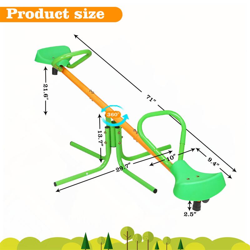 Outdoor Playground Equipment-360 Degree Rotation Kids Spinning Seesaw   Sit and Spin Teeter Totter with Comfortable Seat & Handle for Backyard, perfect for two children aged 3-8