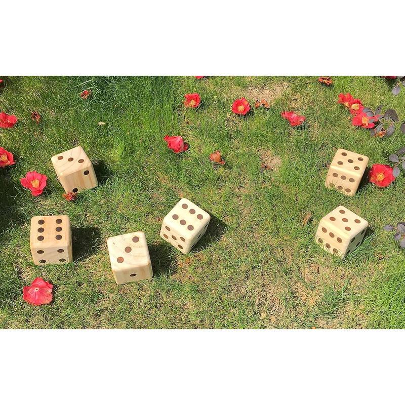 Giant Wooden Yard Dice, Outdoor Games Set of 6 with Two Games Party Lawn Games