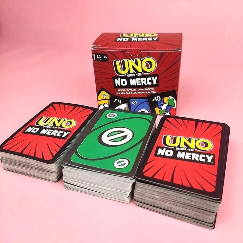 UNO NO MERCY PLUS – 210-Card Ultimate Card Game Upgrade with 165 Basic Cards and 45 Expansion Cards, Perfect for Adults & Kids, Features UNO +100 Challenging Rules, Top Board Game for Family Fun