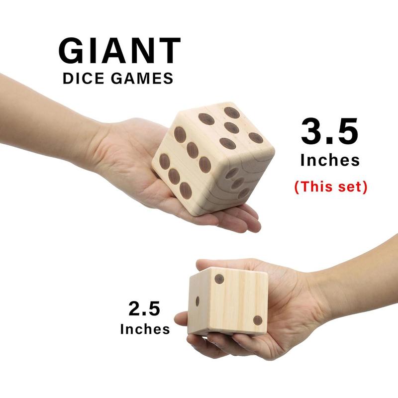 Giant Wooden Yard Dice, Outdoor Games Set of 6 with Two Games Party Lawn Games