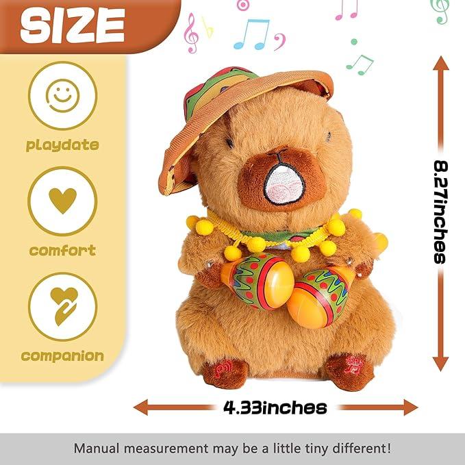 EMOIN Capybara Dancing Talking Mimicking Toys for people with 10 English Songs Singing Musical Toy Tummy Time Toy Mimic Repeats What You Say