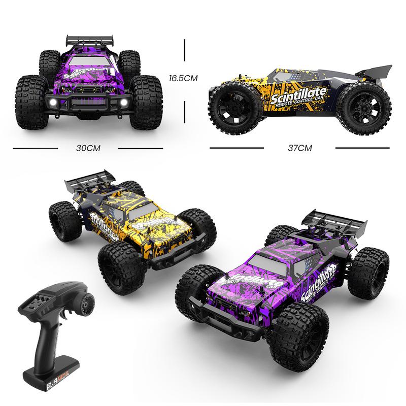 DEERC 206E 1:10 Scale RC Car Brushless Large 60km h RC Monster Truck High Speed with 2.4GHz Control and Cool Headlights