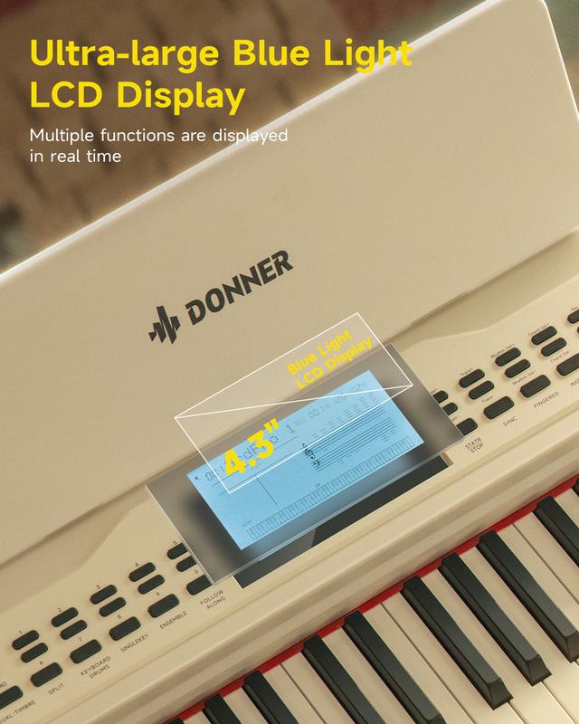 Donner DDP-95 88 Key Weighted Upright Digital Piano for Beginners White