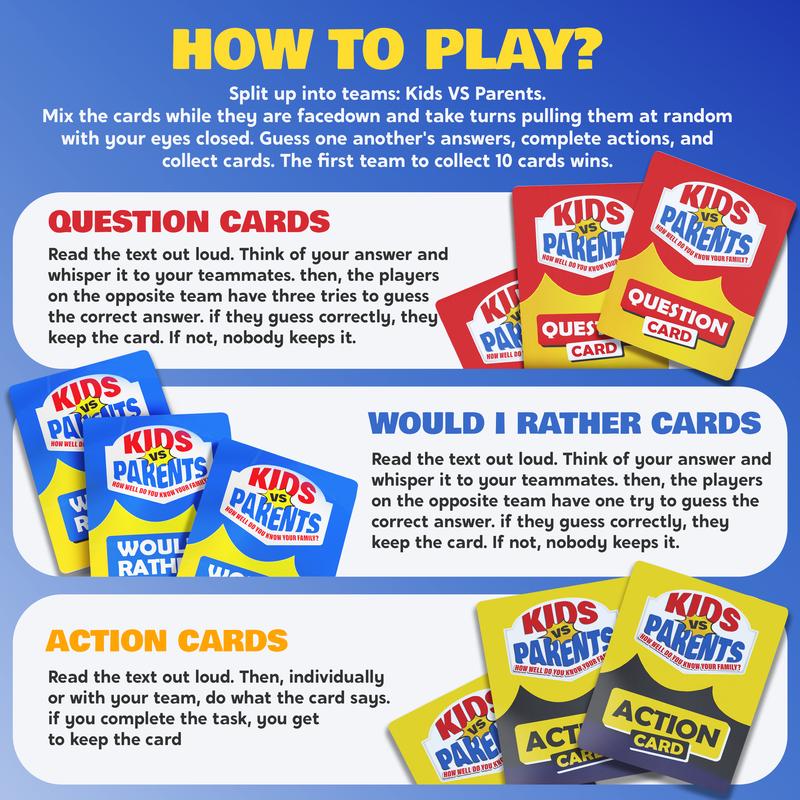 Kids VS Parents - Family Game for Kids 4-12 | Games for Family Game Night | Fun Kids Card Games