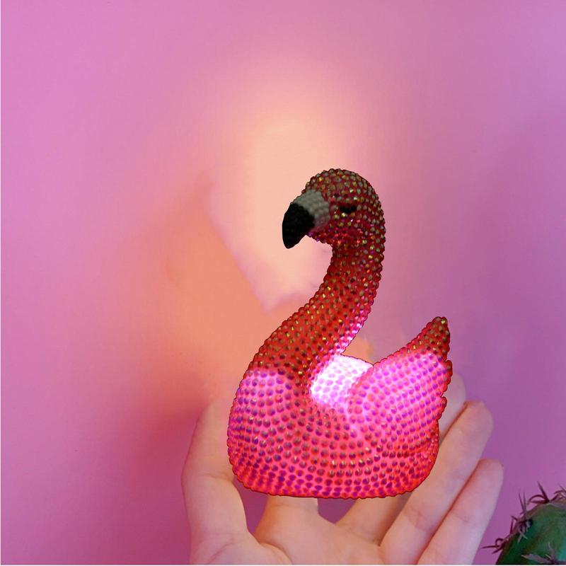 DIY 5D Diamond Arts Colorful Painting Kit, Ornament Kit, Cute Flamingo Shaped DIY Painting Night Light, Handmade Art Crafts For Home Decor