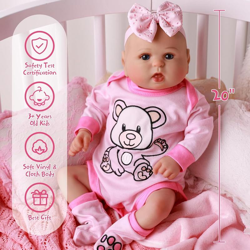 BABESIDE Reborn Baby Dolls - 20 Inch Lifelike Soft Body Realistic-Newborn Baby Girl Dolls Full Body Vinyl with Complete Accessories Real Life Baby Dolls for Kids Age 3+