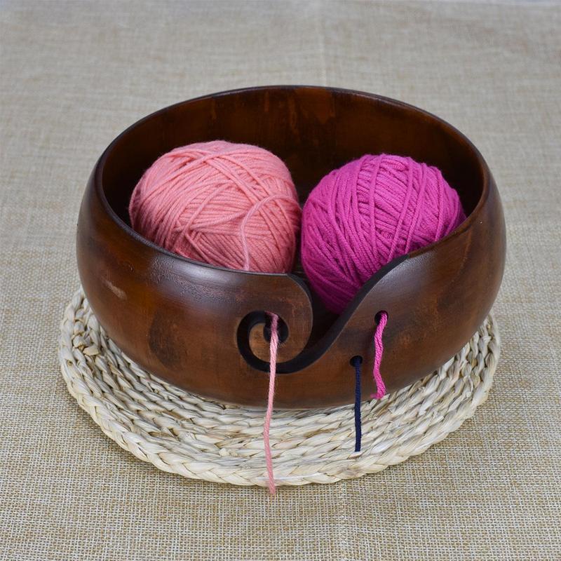 Wooden Yarn Bowl, 1 Count Knitting Yarn Storage Bowl, DIY Knitting Hook Accessories