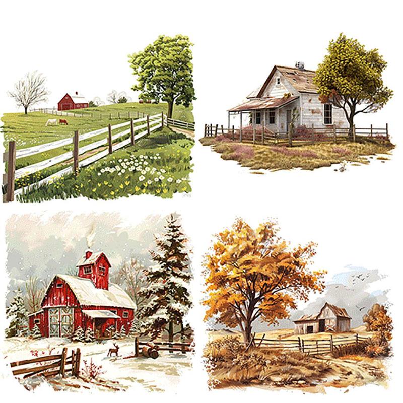 Seasonal Pasture Scenery Sticker, 20pcs Landscape Art Decals, Decorative Sticker for Scrapbook & Journal & Gift Wrapping