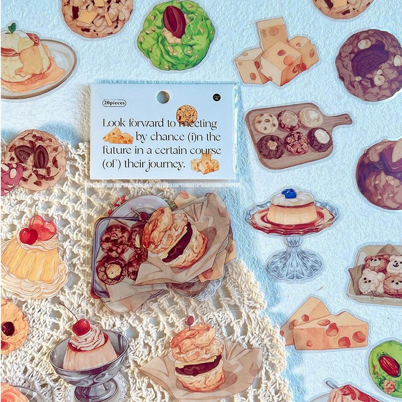 Afternoon Tea Themed Sticker, 20pcs set DIY Decorative Sticker for Scrapbooking & Journal Making