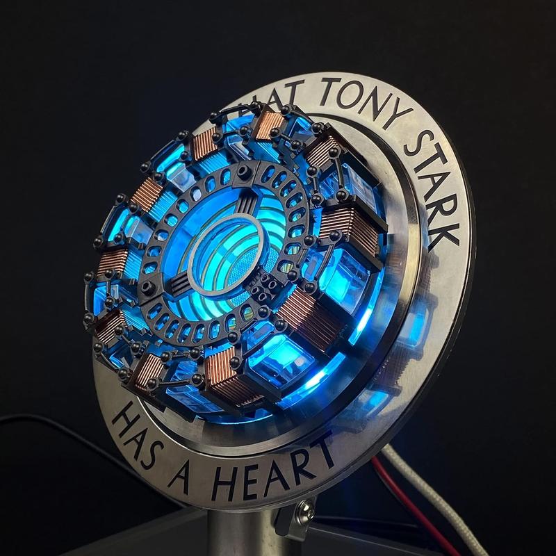 Iron Man Arc Reactor 1:1 Ratio, Vibration Sensing, LED Light, USB Connection, with Display Case. for Collections