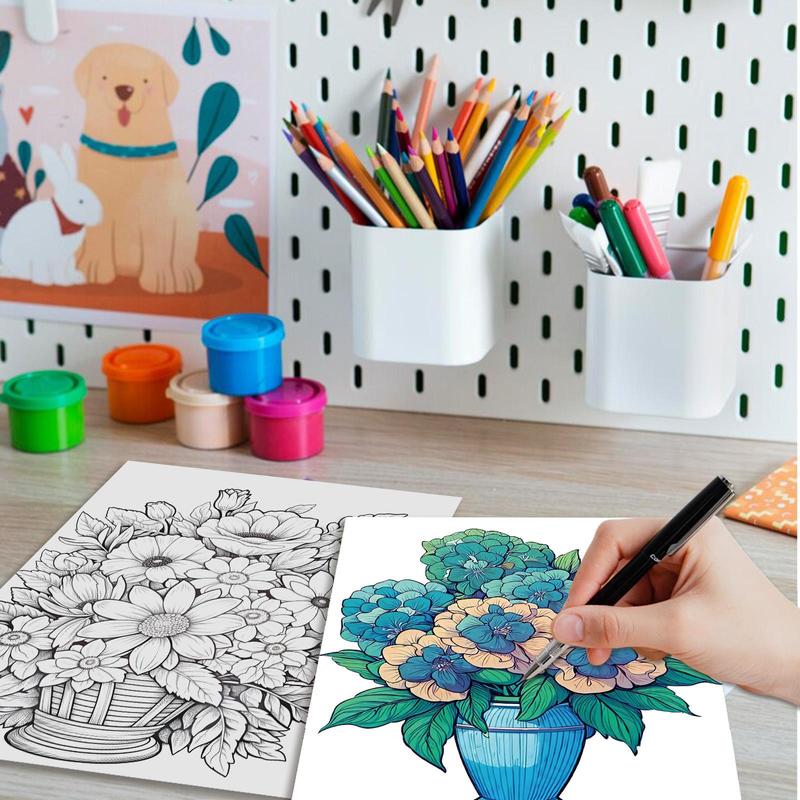 Flower World Theme Coloring Painting, Various Floral Patterns Exquisite Flower Blooming Details Design Lifelike, Christmas and Other Holiday Party Gifts