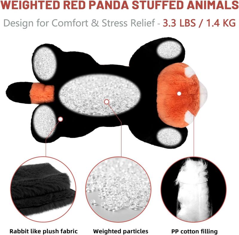 NiuniuDaddy Red Panda Weighted Stuffed Animals for Anxiety, 3.3lb Weighted Plush Red Panda Toys weighted  stuffed plushie weighted  stuffed