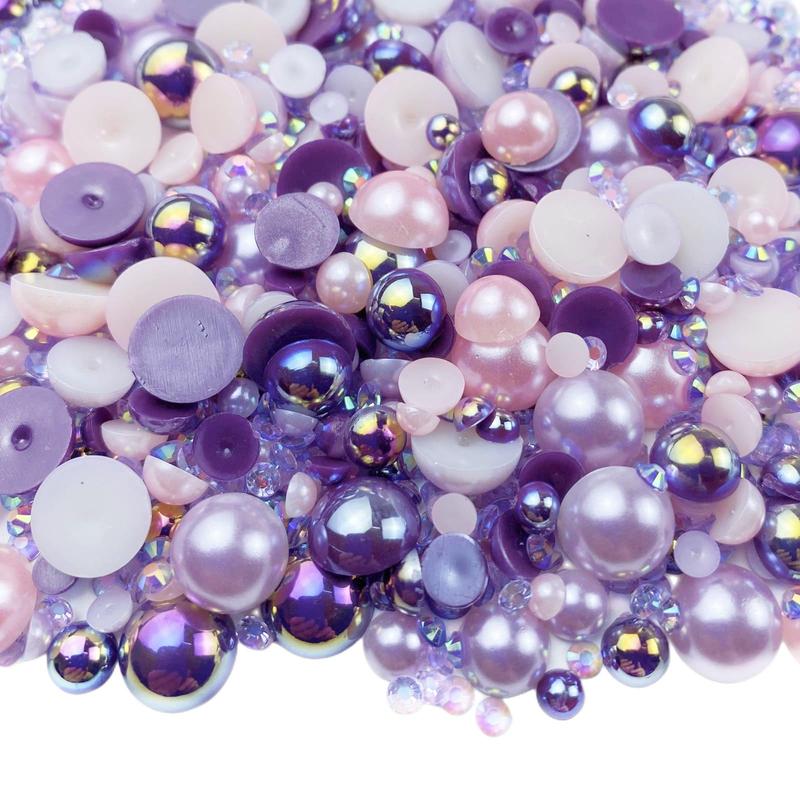 Mixed Size Faux Pearl & Rhinestone (1200pcs), Resin Faux Pearl & Rhinestone, DIY Jewelry Making Supplies For Nail Art, Face Art, Jewelry Making, Bottle, Cup, Nail, Clothes, Shoes