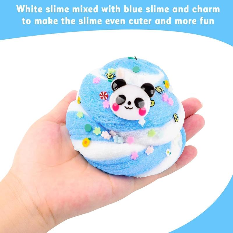 Christmas gift 10 Pack Christmas Cloud Slime Kit with Blue Cake Fruits Animals, and Pink Charms, Scented DIY Slime Supplies for Girls and Boys, Stress Relief Toy for Kids, Education Birthday Party Favor