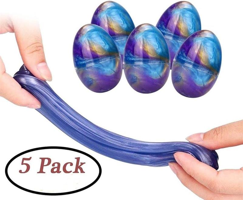 5 Pack Slime Eggs Stress Relief Toys for Kids Boys Girls Christmas Stocking Stuffers Gifts Party Favors (Blue+Purple+Gold)