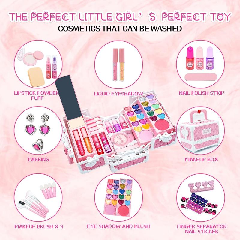 Kids Makeup Kit Girls Toys -  Little Girls Make up Set Safe & Non Toxic Makeup for Toddlers Children Princess, Christmas Birthday Gifts