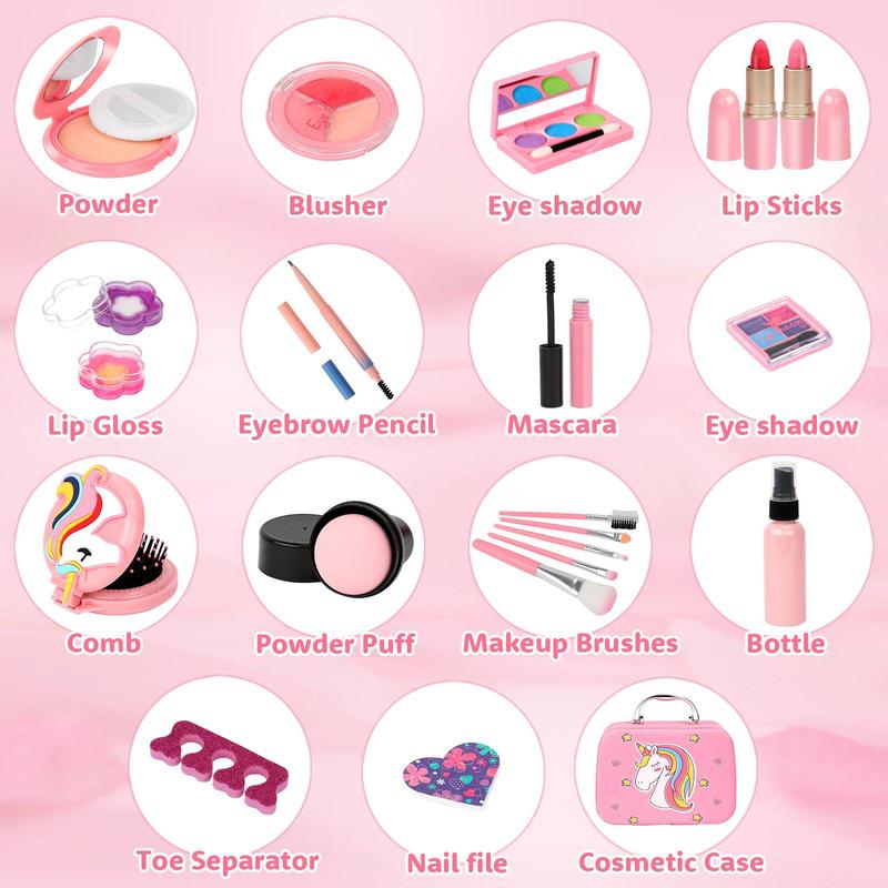 Girls Makeup Toy Set, 22pcs set Washable Makeup Toy, Pretend Play Makeup Toy for Kids, Creative Makeup Toy Kit for Birthday Gifts