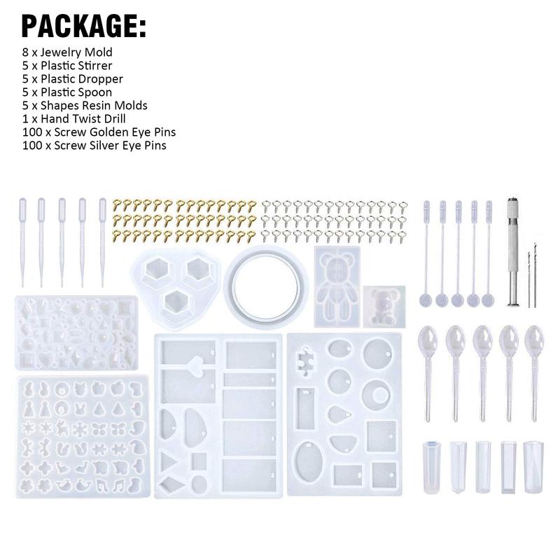 229Pcs Silicone Resin Molds - DIY Jewelry Making Molds Kit,Jewelry Making Tool,DIY Craft Supplies,Epoxy Resin Molds