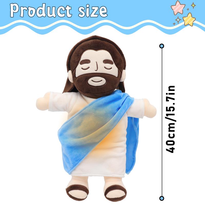 Yelakey Officially Jesus Plush Breathing Soothing Jesus Stuffed Animal Heart of Jesus Toy Savior Doll for Church Sunday School Religious Easter Gift for Kids