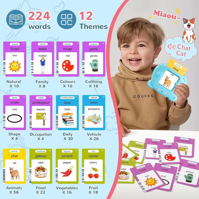 Kids English Learning Speech Therapy Machine Toys Sight Words Educational Cognition Montessori Talking Flash Card Toys, Gifts for Children