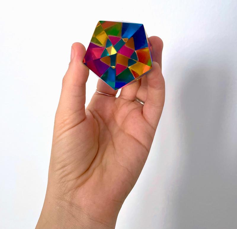 CMY Cubes The Motus - Cyan, Magenta & Yellow Icosahedron - Subtractive Color Mixing Optical Polyhedron