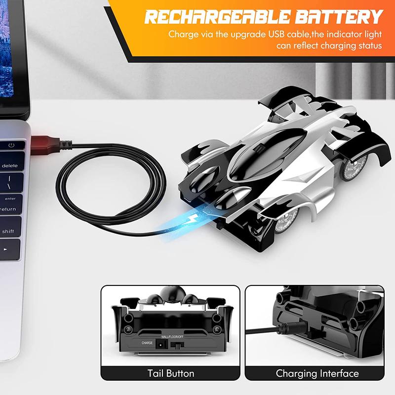 Wall Climbing Remote Control Car, Dual Mode 360° Rotating RC Stunt Car with Headlight, Rechargeable RC Car Toys 2024 christmas ornament remote  control rc monster rc stunt rc cars Rechargeable Wireless Electric LED