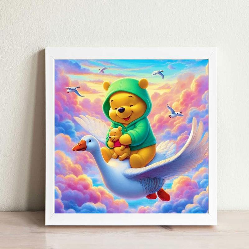 Winnie The Pooh Pattern DIY Diamond Arts Colorful Painting Kit without Frame, 5D Diamond Arts Decor Painting by Numbers Kit, DIY Wall Art Decor