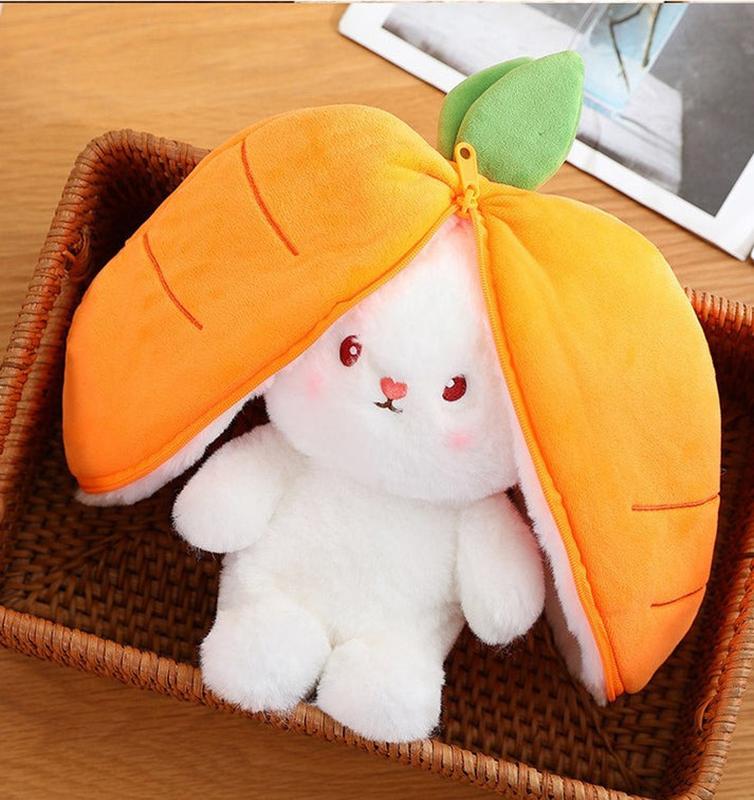 Rabbit Plush Stuffed Animal Strawberry Carrot Bunny Plushie Toy for Girls Thanksgiving Christmas Gift for Kids