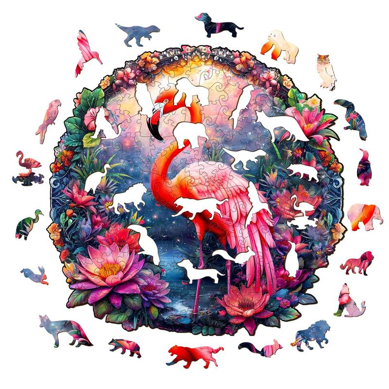 Elegant Flamingo Wooden Jigsaw Puzzle for Kids and Adults