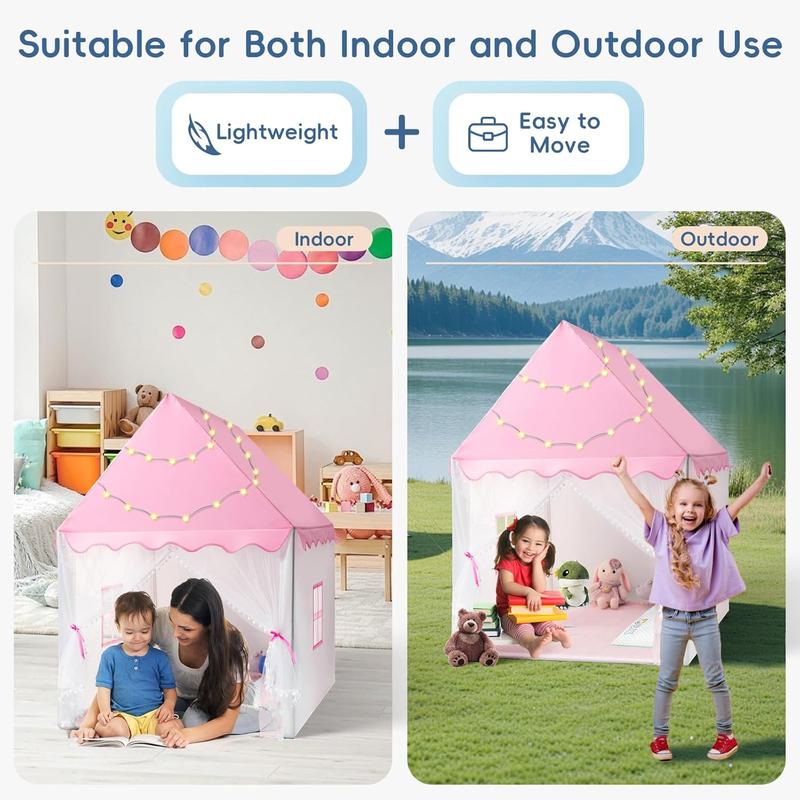 Christmas gift Kid Tent with Star Lights - Large Princess Playhouse for Toddlers | Indoor & Outdoor Toy House Gift for Girls