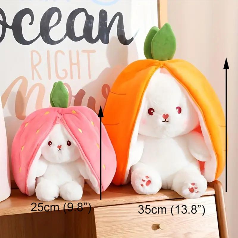 Rabbit Plush Stuffed Animal Strawberry Carrot Bunny Plushie Toy for Girls Thanksgiving Christmas Gift for Kids