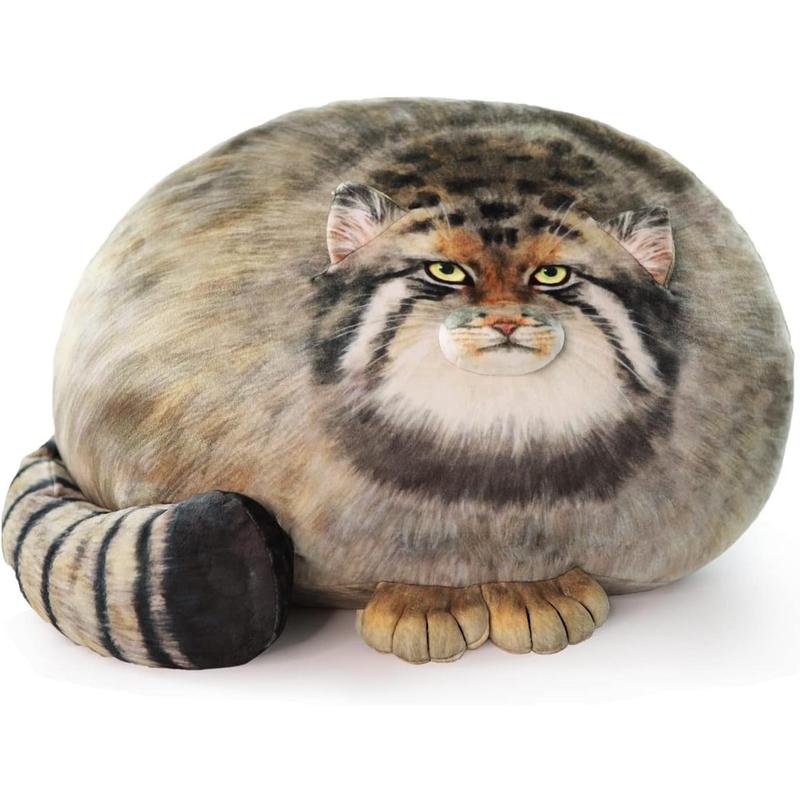 Cat Plush Body Pillow 45cm 18inch, Pallas Cat Stuffed Animal, Steppe Cat Cute Plushies for Girls, Soft Plush Pillow, Kitten Plush Throw Pillow Doll Big Plush Decoration Doll Gift for Boys