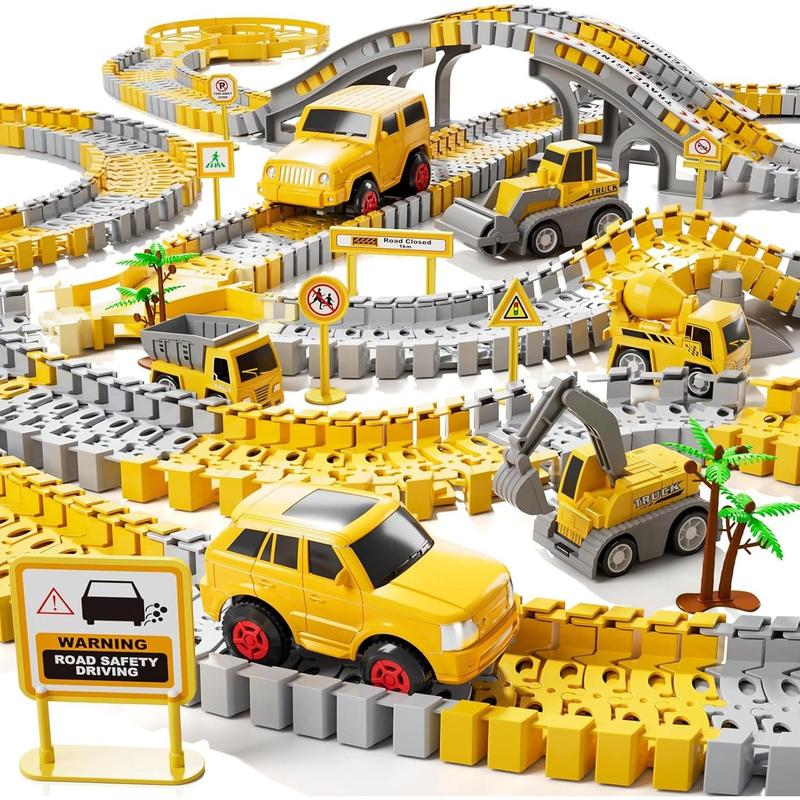 City Truck Track Toy, 236pcs set Construction Car Track Toy, Race Track Toy, Birthday Gift, Christmas Gift