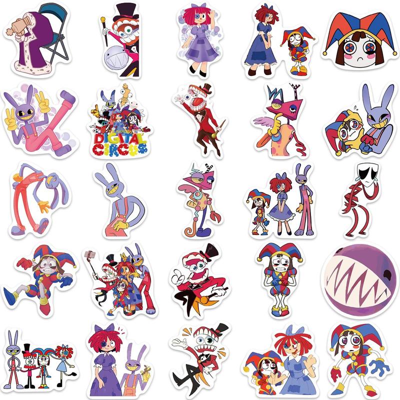 Cartoon Circus Series Sticker, 50pcs set Cute Cartoon Decals, DIY Decorative Sticker for Laptop Phone Computer Guitar Bag Water Cup Scrapbook