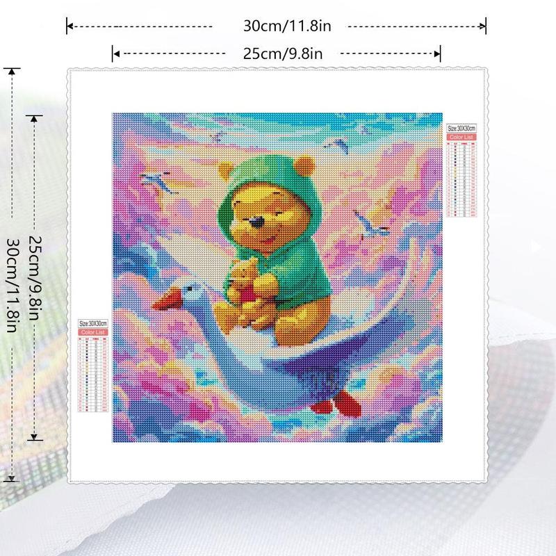 Winnie The Pooh Pattern DIY Diamond Arts Colorful Painting Kit without Frame, 5D Diamond Arts Decor Painting by Numbers Kit, DIY Wall Art Decor