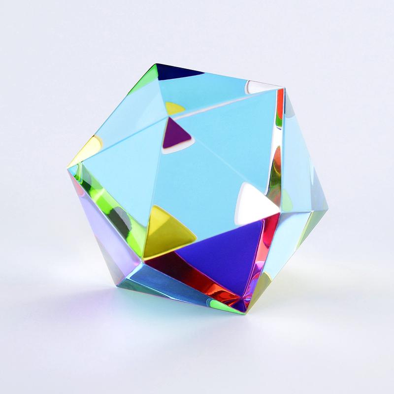 CMY Cubes The Motus - Cyan, Magenta & Yellow Icosahedron - Subtractive Color Mixing Optical Polyhedron