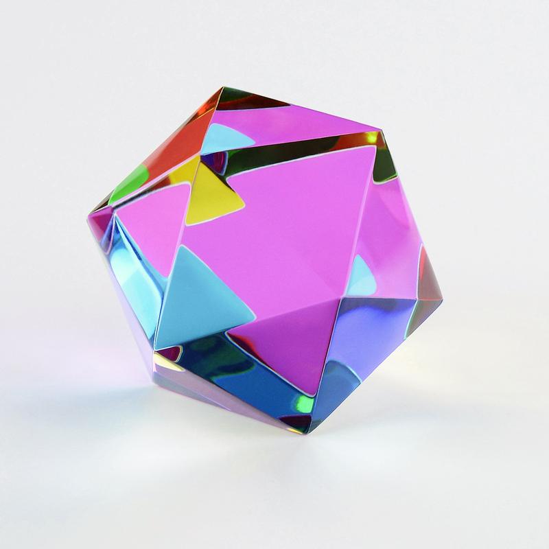 CMY Cubes The Motus - Cyan, Magenta & Yellow Icosahedron - Subtractive Color Mixing Optical Polyhedron