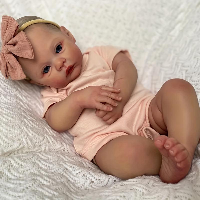 MADOLL 19-inch Realistic Reborn Baby Doll with 3D-Painted Skin and Visible Veins, Soft Silicone Newborn Gift for Child