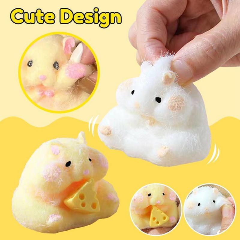 Taba Squishy Toy Mochi Toy Mushy Silicone Fuzzy Cute Hamster Handmade Squishy Toy Tabby Hamster Stress Release Hand Relax Gift