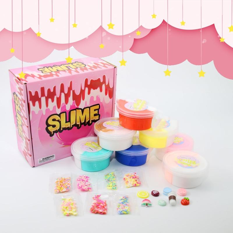 7 Packs Dual Color Butter Slime Kit with Scented DIY Slime for Girls and Boys, Super Soft, Non-Sticky Stress Relief Toy, Party Favors and Birthday Gift