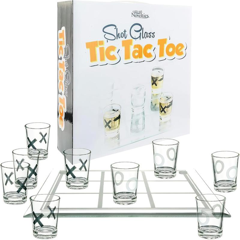 Shot Glass Tic Tac Toe Game - Elegantly Designed Drinking Fun, Perfect for Parties, Couples, and Strategy, 8.63