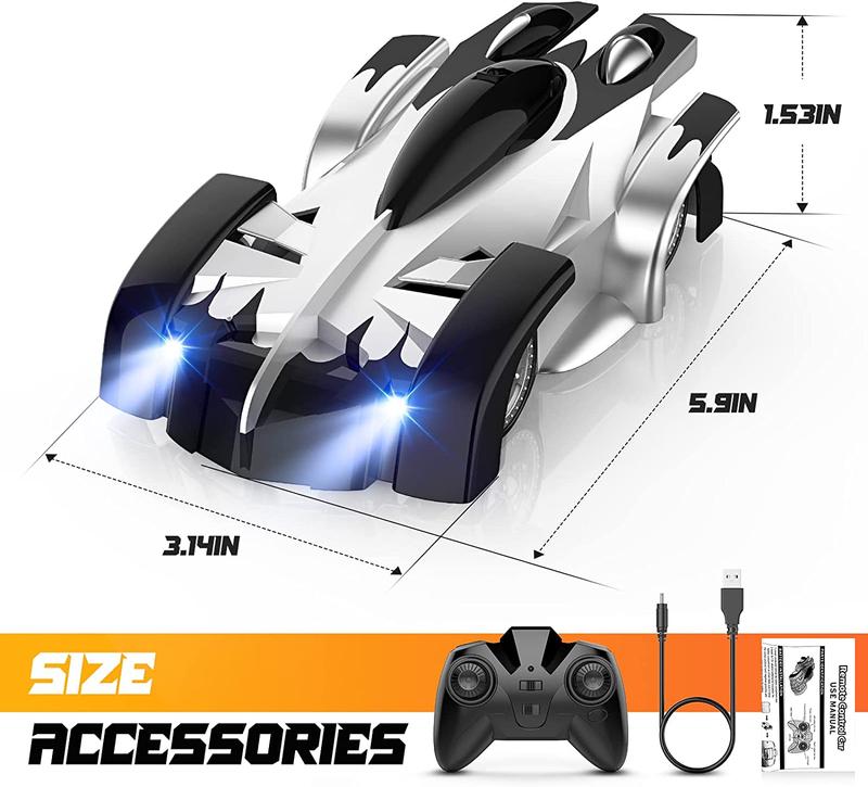 Wall Climbing Remote Control Car, Dual Mode 360° Rotating RC Stunt Car with Headlight, Rechargeable RC Car Toys 2024 christmas ornament remote  control rc monster rc stunt rc cars Rechargeable Wireless Electric LED