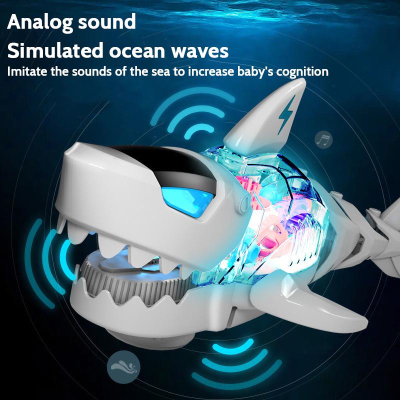 Electric Gear Shark Simulation Light Music Swing Universal Mechanical Shark Sea Animal Electric Toy