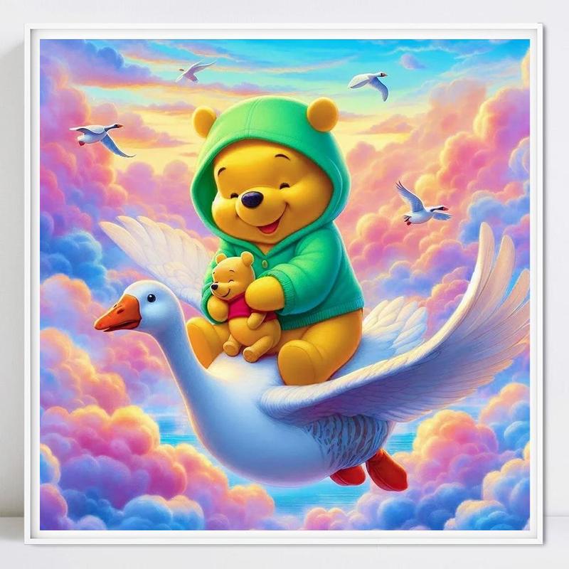 Winnie The Pooh Pattern DIY Diamond Arts Colorful Painting Kit without Frame, 5D Diamond Arts Decor Painting by Numbers Kit, DIY Wall Art Decor