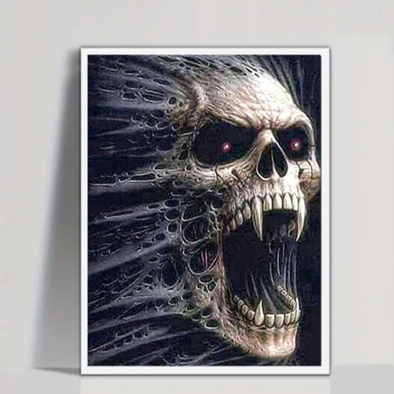 Screaming Skull Pattern Diamond Painting Kit, Halloween DIY Diamond Painting without Frame, Handmade Art Crafts for Home Decor