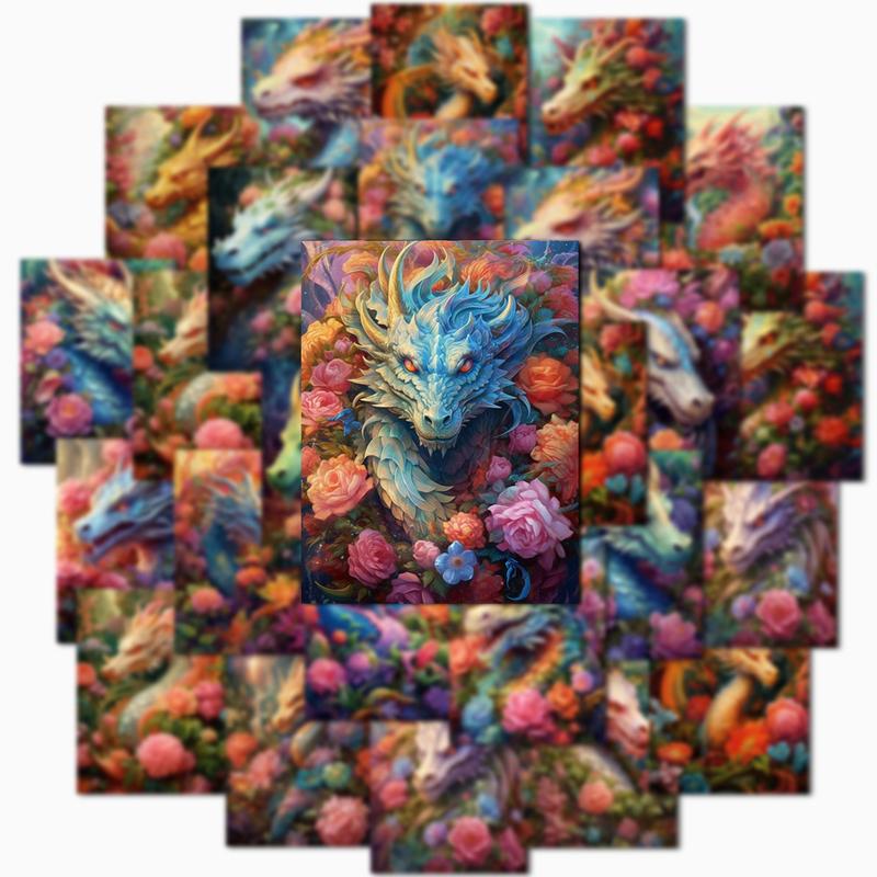 Dragon Pattern DIY Sticker (72pcs), Self Adhesive Decorative Stickers, DIY Decals for Water Bottle, Laptop, Phone Case, Scrapbooking, Journal Making, Gift Wrapping