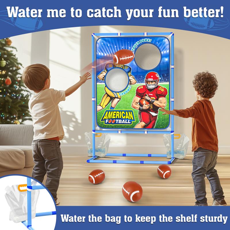 Football Toss Game with 4 Inflatable Balls, Indoor Outdoor Football Throwing Target Toy for Kids Ages 4-7 8-12- Perfect Christmas Birthday Gifts.