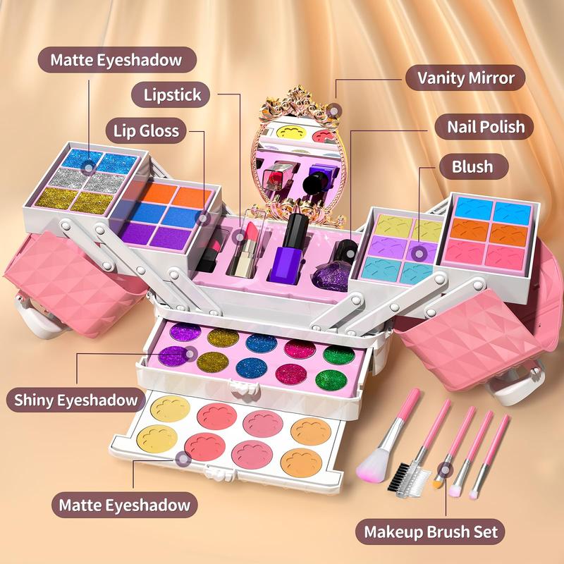 Makeup Kit - 52 PCs pretend makeup, toys washable make up, non toxic cosmetic for little, princess birthday gift