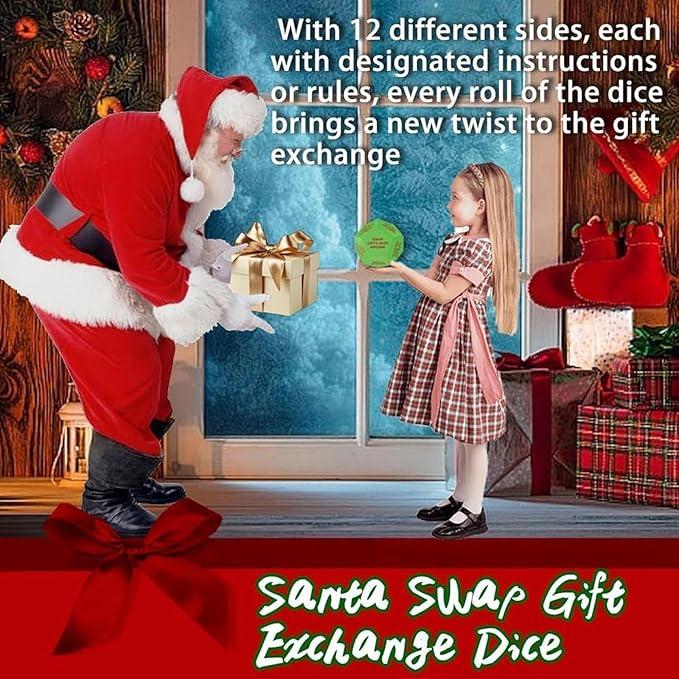 Santa Swap Gift Exchange Dice, 2025 New Exchange Dice Game Christmas Party Gift Exchange Dice Game Exchange Dice Game Christmas White Elephant Game Dice for Family Party